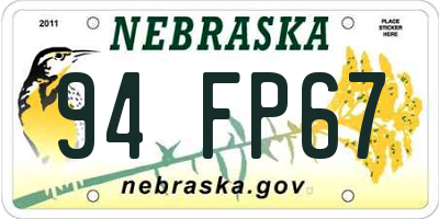 NE license plate 94FP67