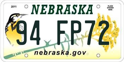 NE license plate 94FP72
