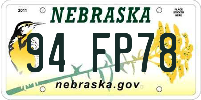 NE license plate 94FP78
