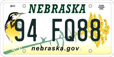 NE license plate 94FQ88