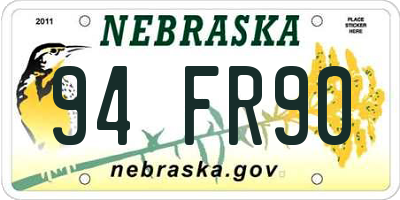 NE license plate 94FR90