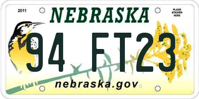 NE license plate 94FT23