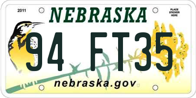 NE license plate 94FT35