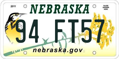 NE license plate 94FT57