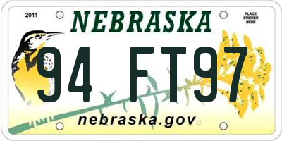 NE license plate 94FT97