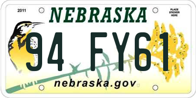 NE license plate 94FY61