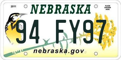 NE license plate 94FY97