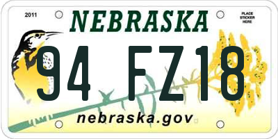 NE license plate 94FZ18