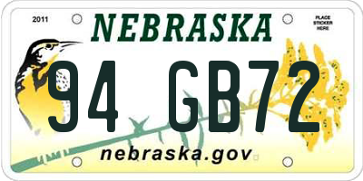 NE license plate 94GB72
