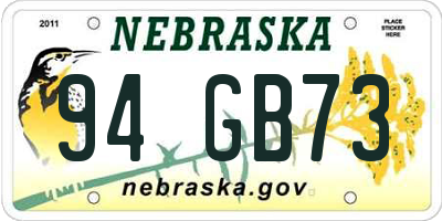 NE license plate 94GB73