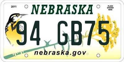 NE license plate 94GB75