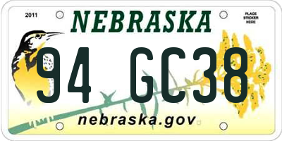 NE license plate 94GC38
