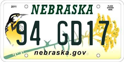 NE license plate 94GD17