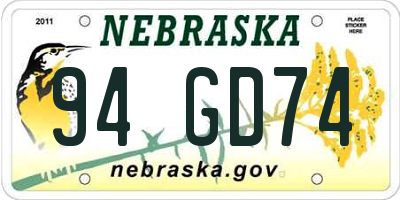 NE license plate 94GD74