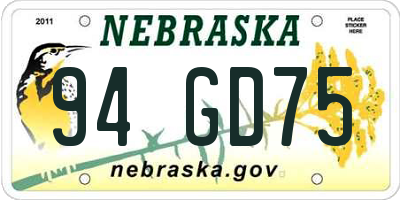 NE license plate 94GD75