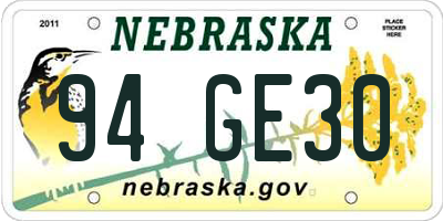 NE license plate 94GE30