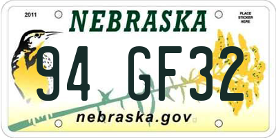 NE license plate 94GF32