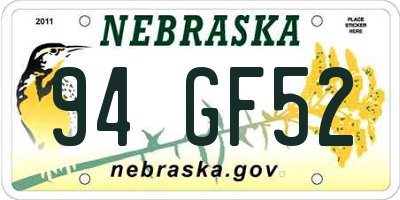 NE license plate 94GF52