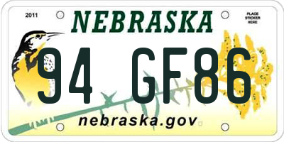 NE license plate 94GF86