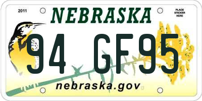 NE license plate 94GF95