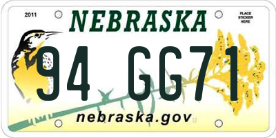 NE license plate 94GG71