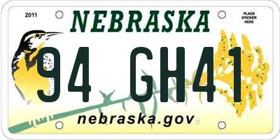 NE license plate 94GH41