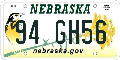 NE license plate 94GH56
