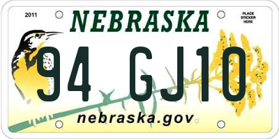 NE license plate 94GJ10