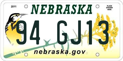 NE license plate 94GJ13