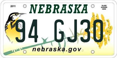 NE license plate 94GJ30