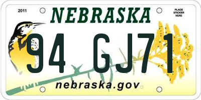 NE license plate 94GJ71