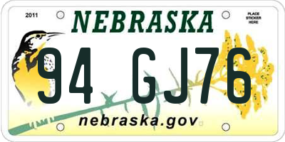 NE license plate 94GJ76