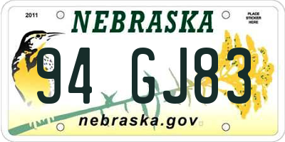 NE license plate 94GJ83