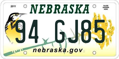 NE license plate 94GJ85