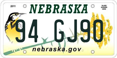 NE license plate 94GJ90