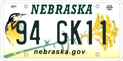 NE license plate 94GK11