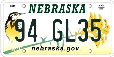 NE license plate 94GL35
