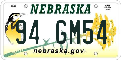 NE license plate 94GM54