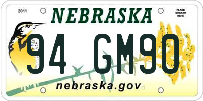 NE license plate 94GM90