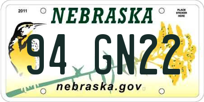 NE license plate 94GN22