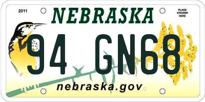 NE license plate 94GN68