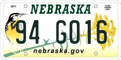 NE license plate 94GO16