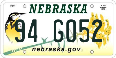 NE license plate 94GO52