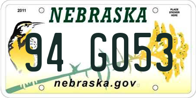 NE license plate 94GO53