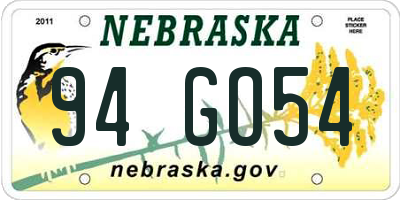 NE license plate 94GO54
