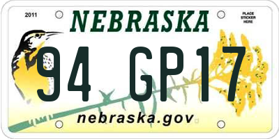 NE license plate 94GP17