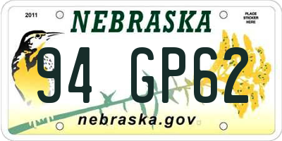 NE license plate 94GP62