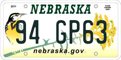 NE license plate 94GP63