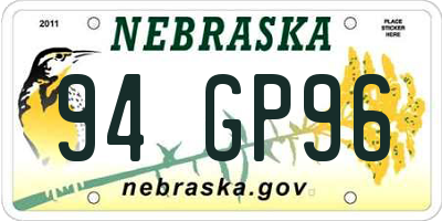 NE license plate 94GP96