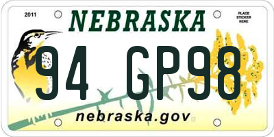 NE license plate 94GP98